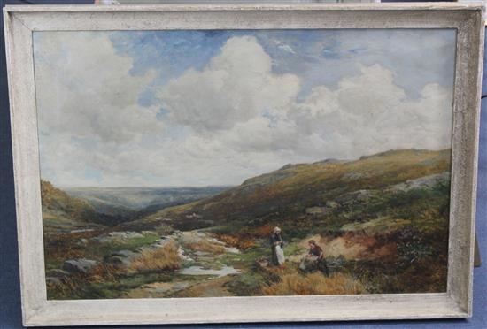 David Bates (1840-1921) On the Old Road, Capel Curig, 24 x 35in.